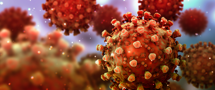 Close up of the COVID-19 virus molecule.